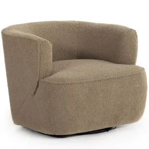 Mila Swivel Chair, Sheepskin Camel