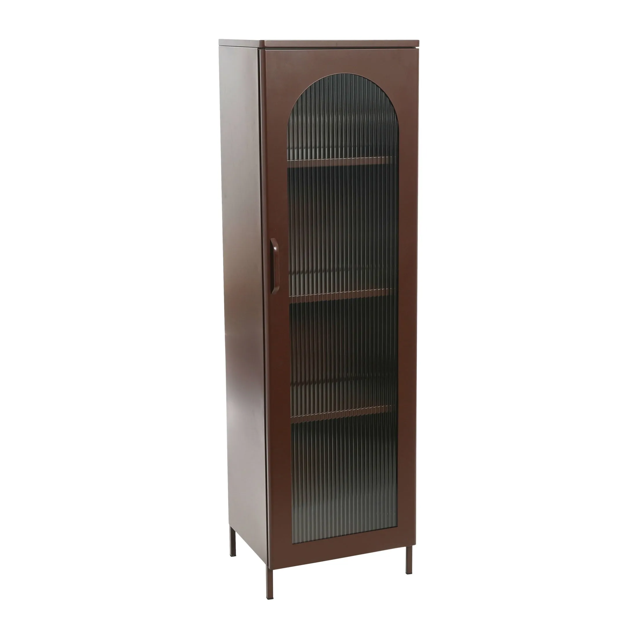 modern Solstice Wide Metal Accent Cabinet with 2 Adjustable Storage Shelves and Arched Glass Door, Dark Green