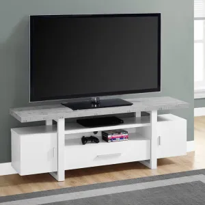 Monarch Specialties I 2725 | Meuble TV - 60" - Dessus en simili-ciment - Blanc