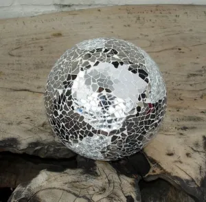 Mosaic Ball - Large Silver Decorative Glass Ball