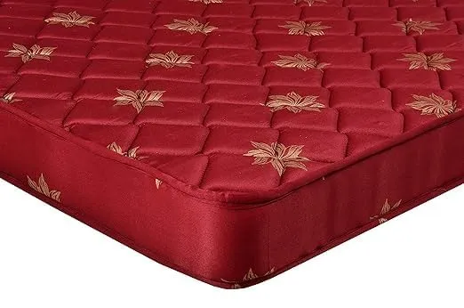 Nawab Handloom 4 Inch Single Size Bed Mattresses with Dual Sided High Density Foam Mattress with Firm & Medium Soft Sides (HD Foam Mattress, Colour-Red) (4 x 6 Feet)