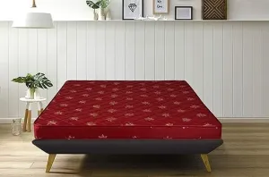 Nawab Handloom 4 Inch Single Size Bed Mattresses with Dual Sided High Density Foam Mattress with Firm & Medium Soft Sides (HD Foam Mattress, Colour-Red) (4 x 6 Feet)