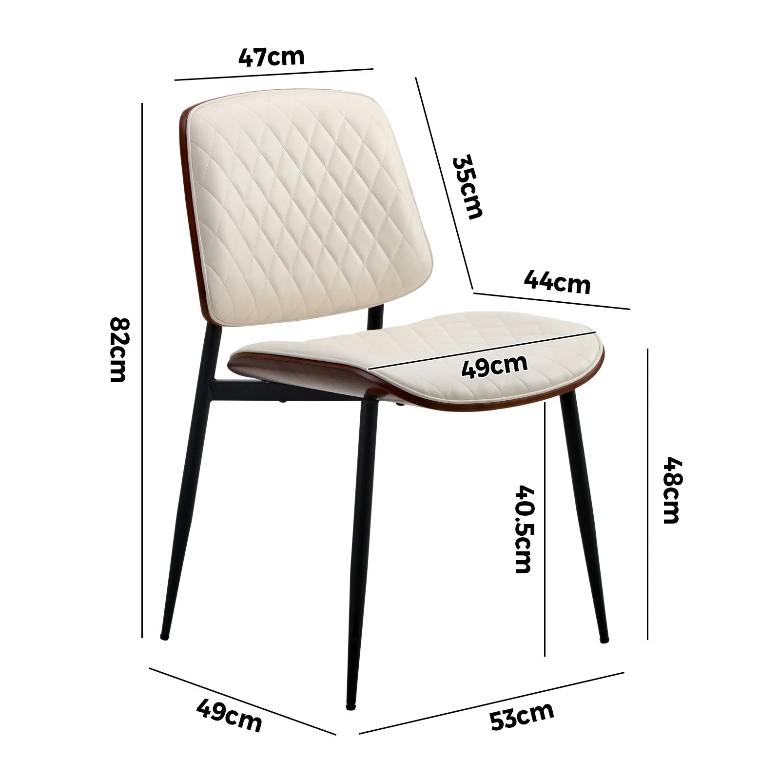 Oikiture 6x Dining Chairs Retro Faux Leather Solid Beech Wood Metal Legs White