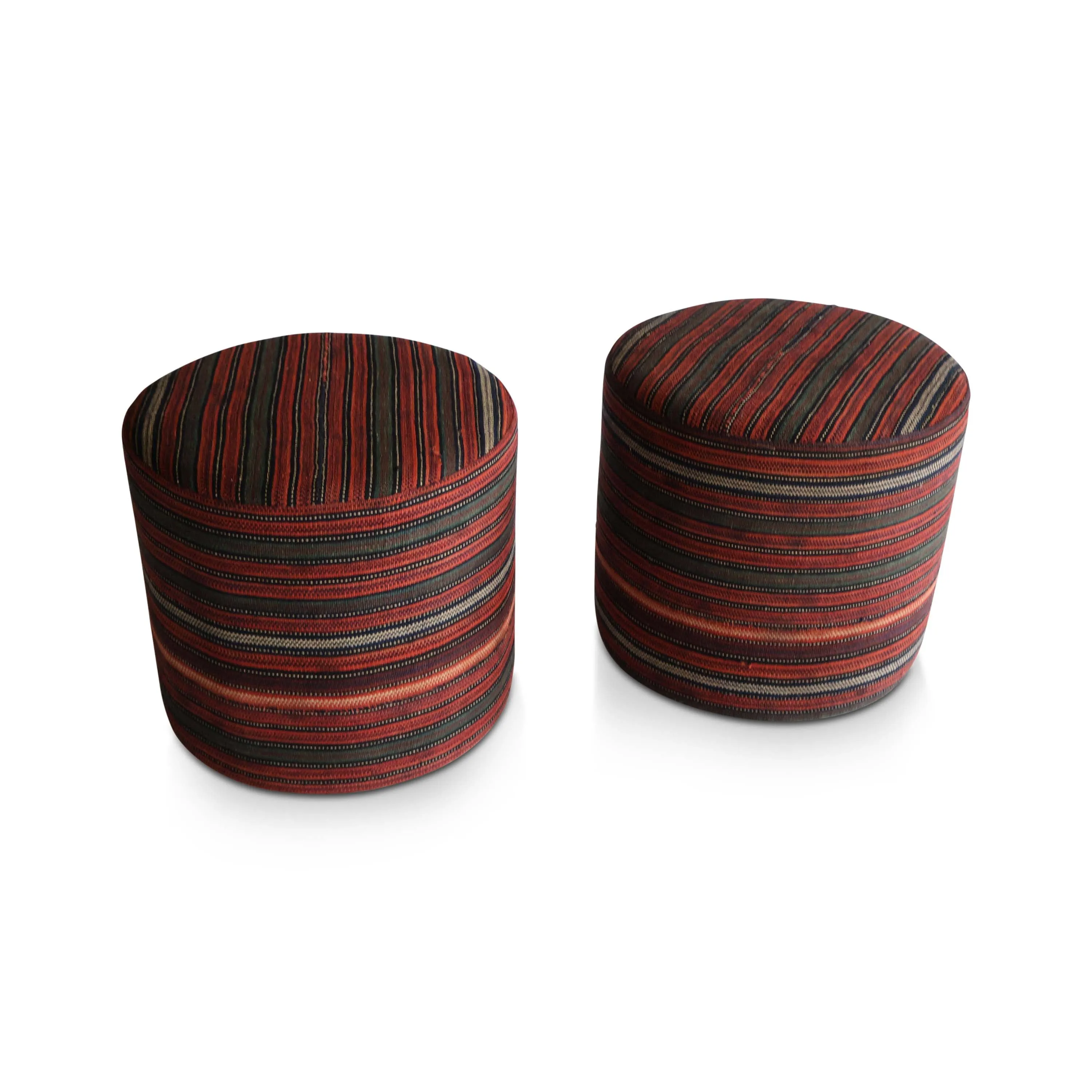 Pair of Poufs in a Moroccan Textile