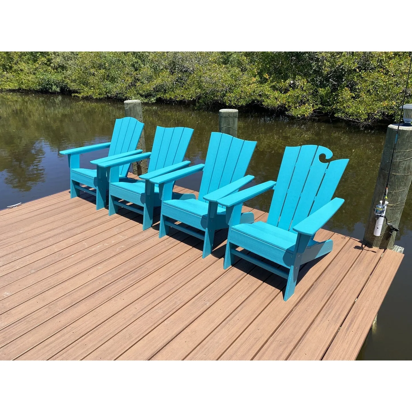 Polywood Wave Collection Adirondack Chairs in White