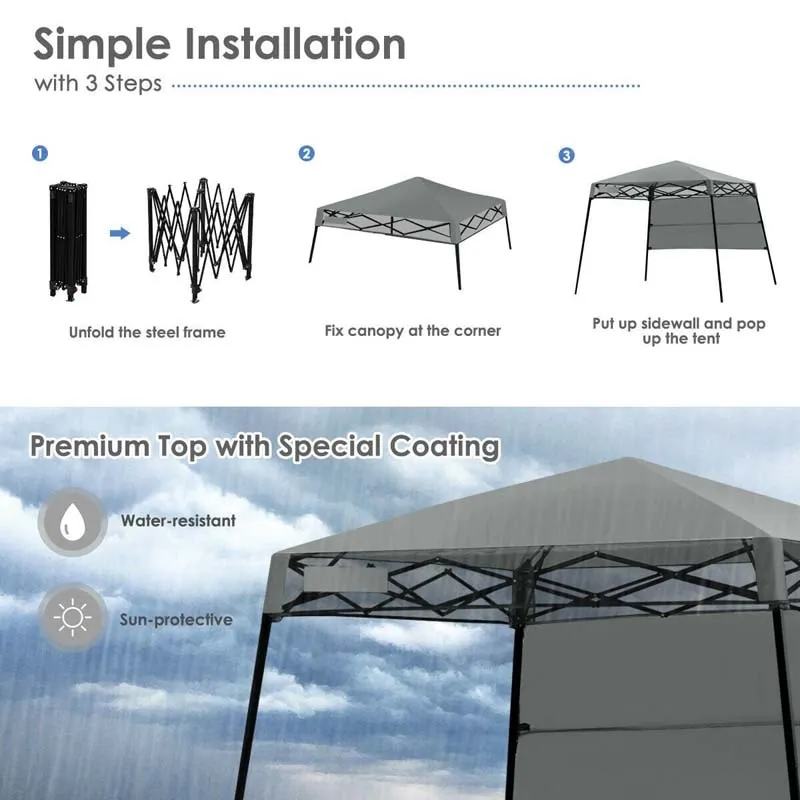 PulseMartix  7 x 7 FT Slant Leg Pop Up Canopy Tent Portable Canopy Tent Backpack Canopy with Carry Bag & 4 Stakes