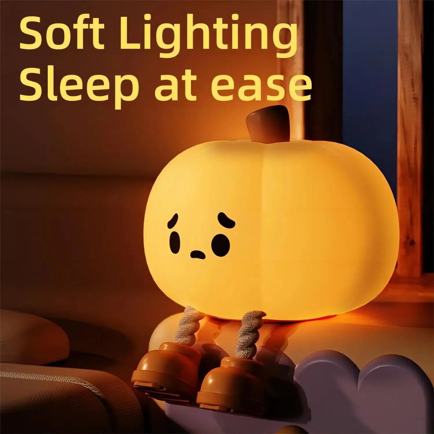 "Silicone Halloween Pumpkin Night Light with Timing and Dimmable Feature for Safe and Cute Bedside Decor, Ideal for Kids and Baby Halloween Gifts"