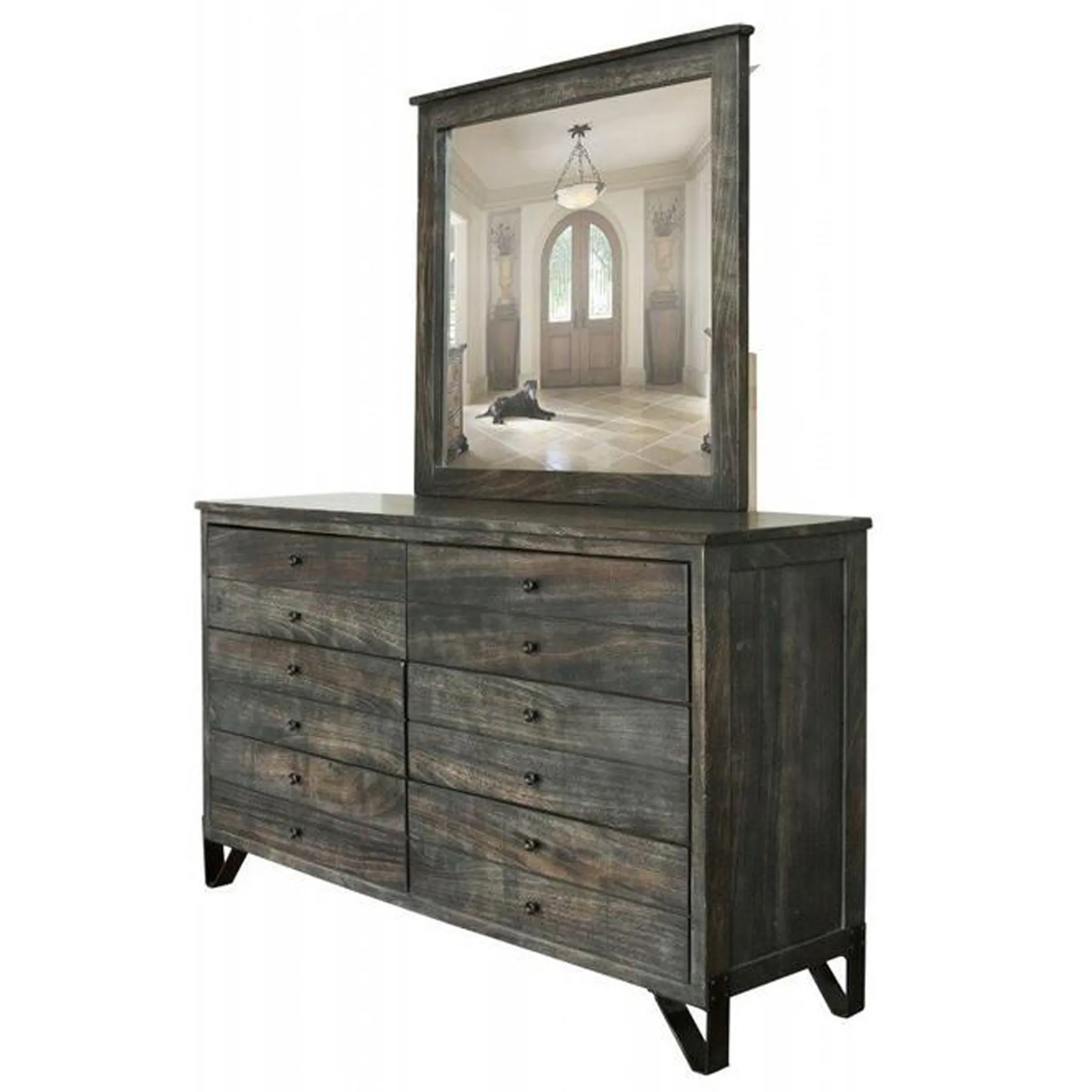 Sawyer Parota Wood 6 Drawer Dresser with Mirror