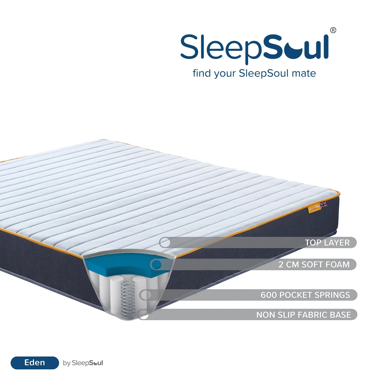 SleepSoul Eden 600 Pocket Mattress 150X200