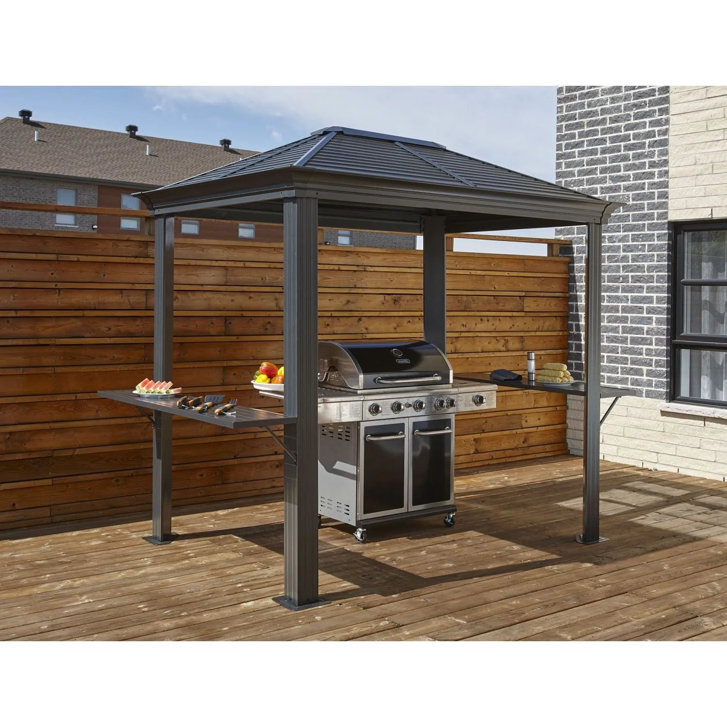 Sojag | BBQ Mykonos Hardtop Gazebo 5' x 8' Steel Roof