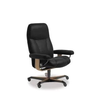 Stressless® Consul Leather Home Office Chair (Batick Black)