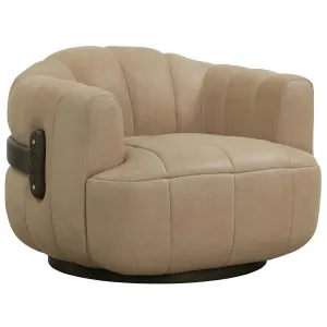 Tadeo Leather Swivel Chair, Sahara Sand