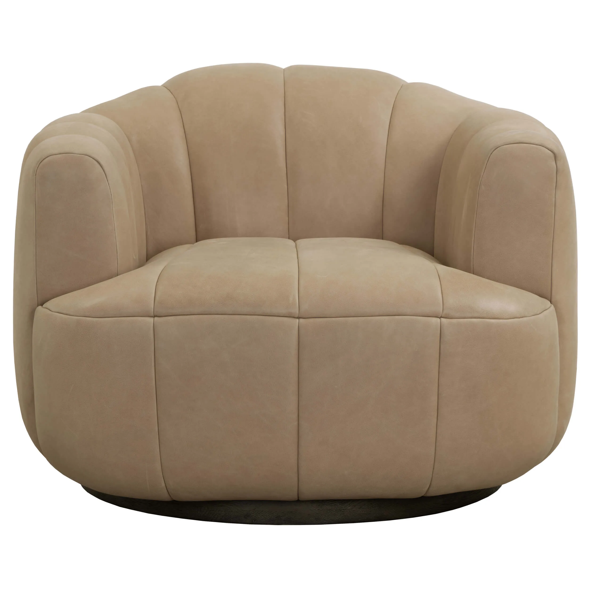 Tadeo Leather Swivel Chair, Sahara Sand