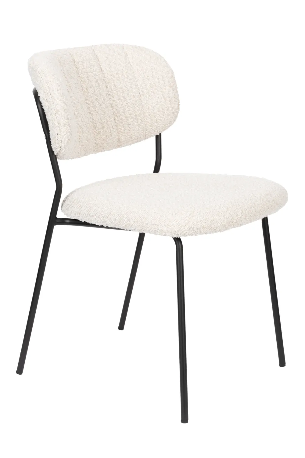 White Bouclé Dining Chairs (2) | DF Jolien