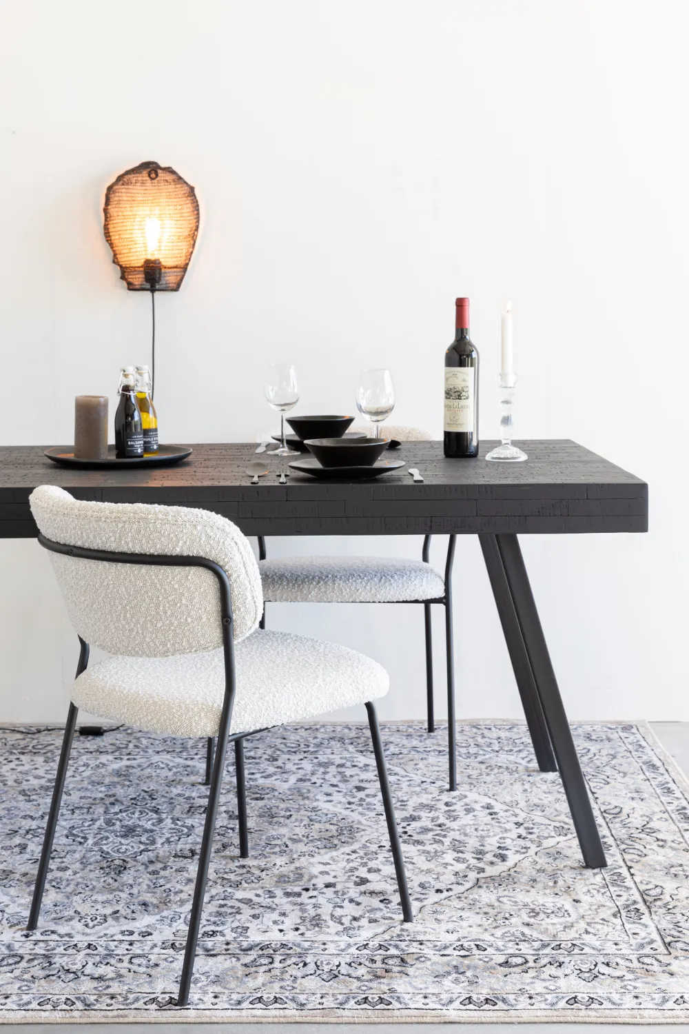 White Bouclé Dining Chairs (2) | DF Jolien