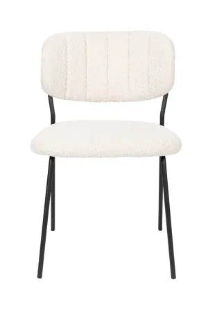 White Bouclé Dining Chairs (2) | DF Jolien