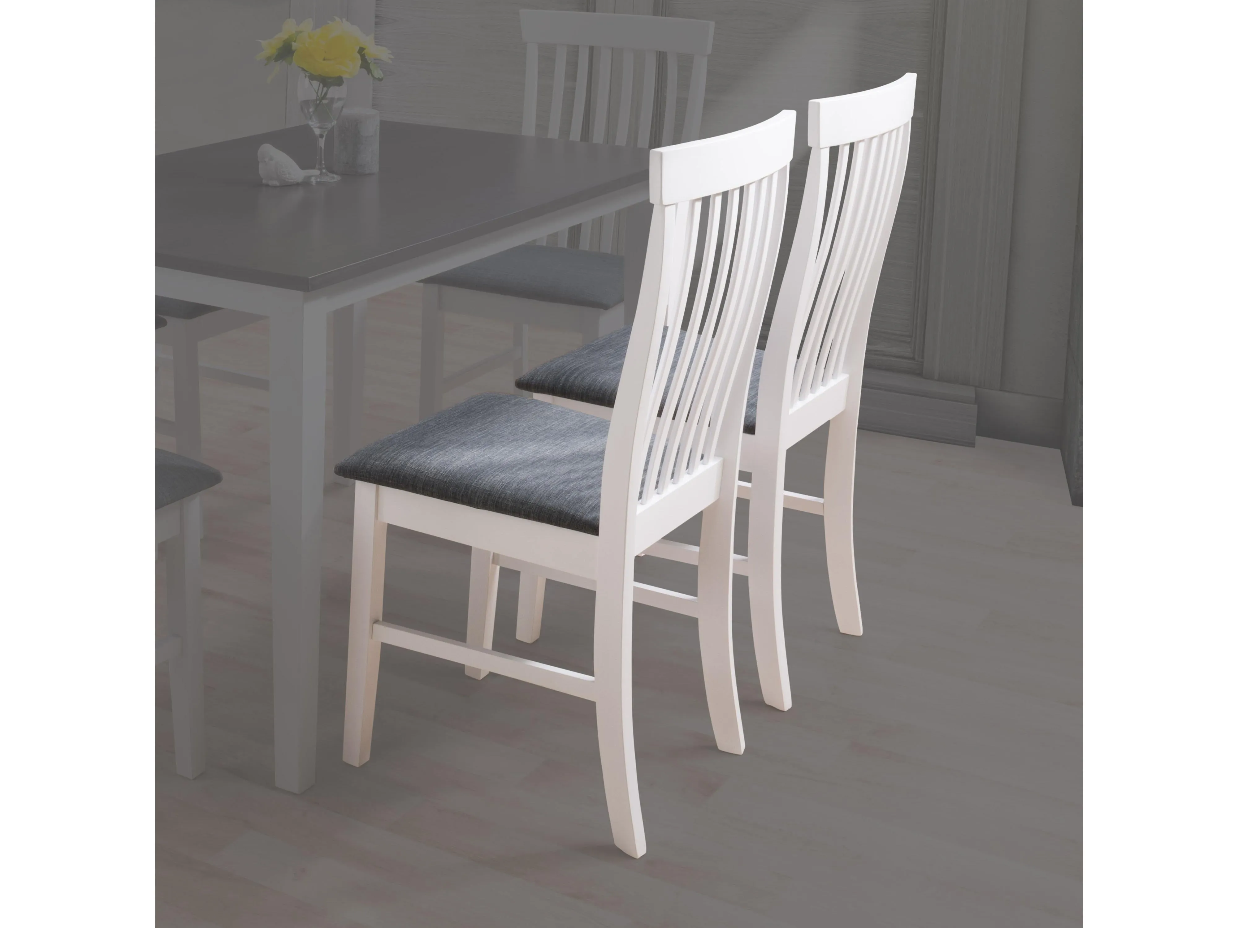 White Wooden Chairs, Set of 2